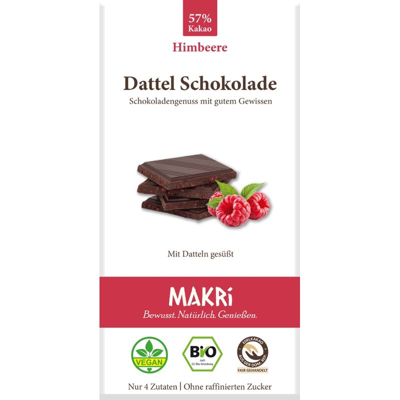 Makri Bio Dattel Schokolade - Himbeere 57% - Produktbild
