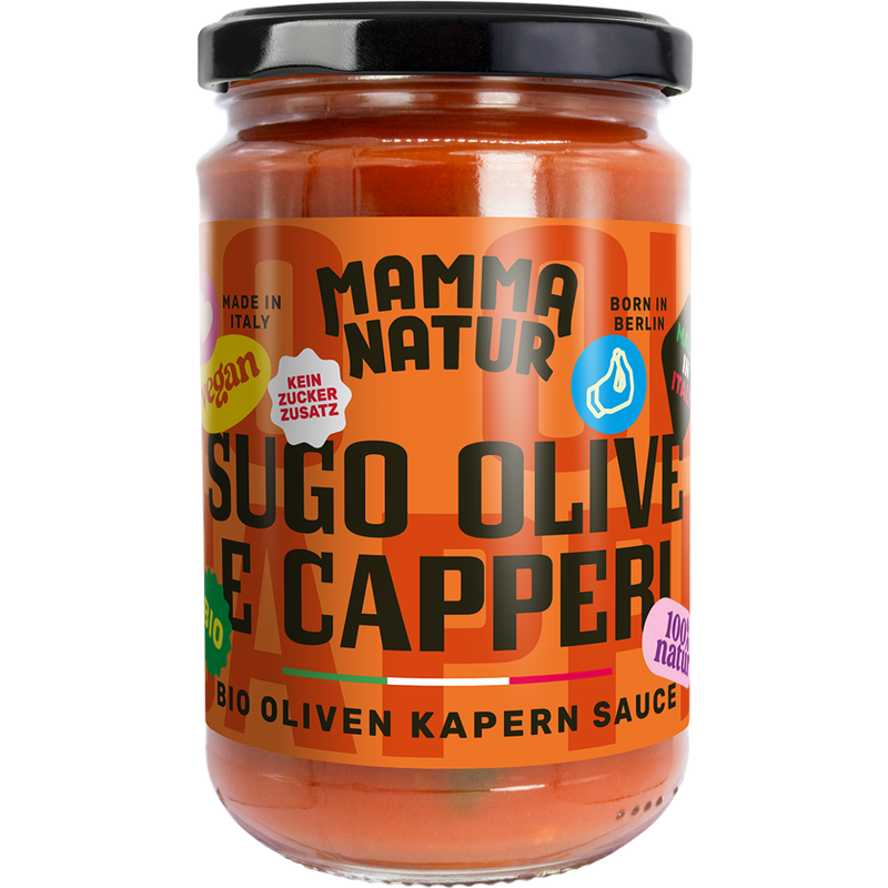 MAMMA NATUR Sugo olive e capperi Bio - Bio Oliven Kapern Sauce - Produktbild