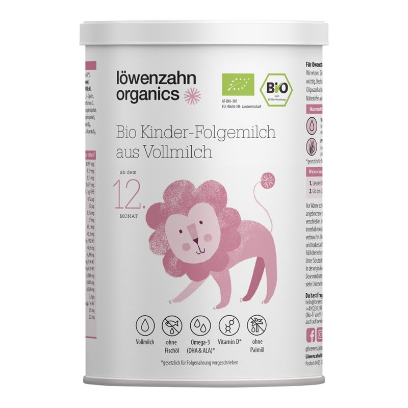 Löwenzahn Organics  Löwenzahn Organics Bio Kinder-Folgemilch aus Vollmilch ab dem 12. Monat 400 g - Produktbild