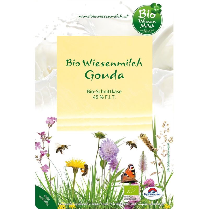 BioWiesenmilch Bio Wiesenmilch  Gouda, 45% F.i.T., 100g Scheiben - Produktbild
