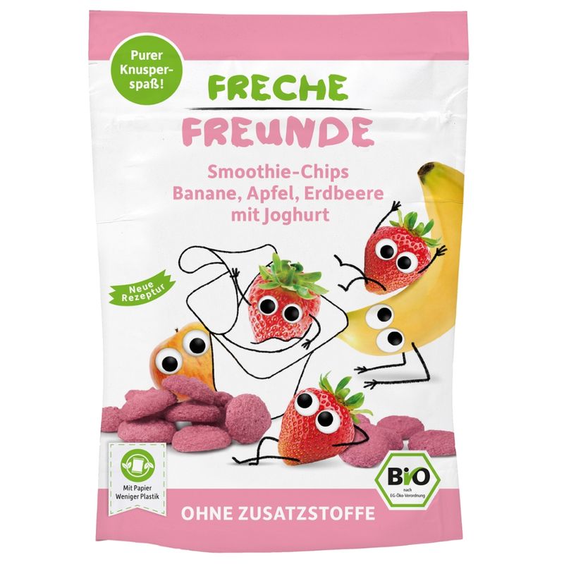 Freche Freunde Freche Freunde Bio Smoothie-Chips Banane, Apfel, Erdbeere mit Joghurt 16g - Produktbild