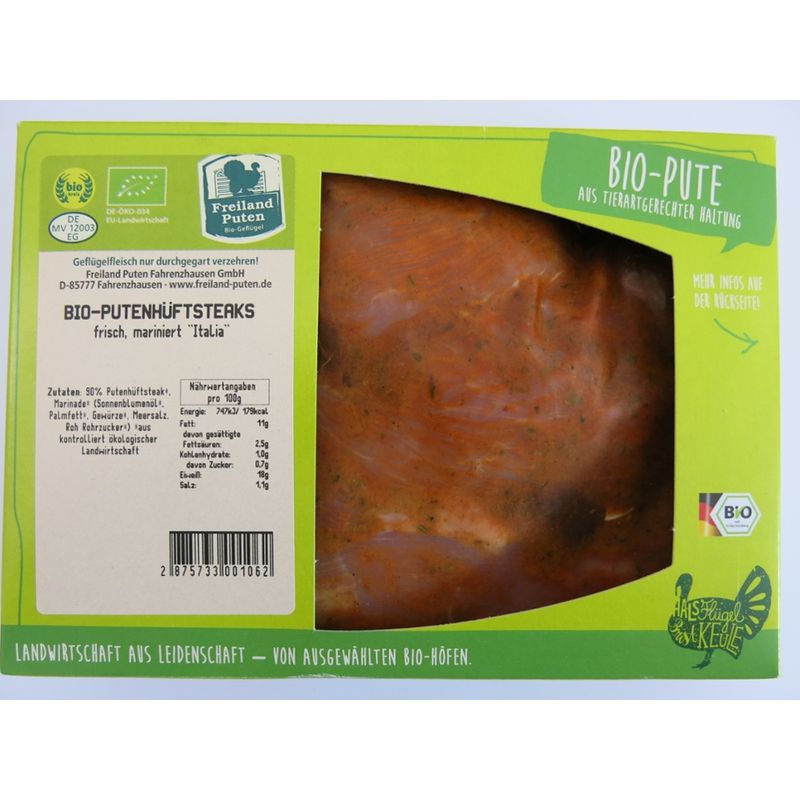 Freiländer Bio Geflügel Putenoberkeulensteaks, mariniert PAPRIKA, frisch, Bio, 350 g vakuumiert - Produktbild