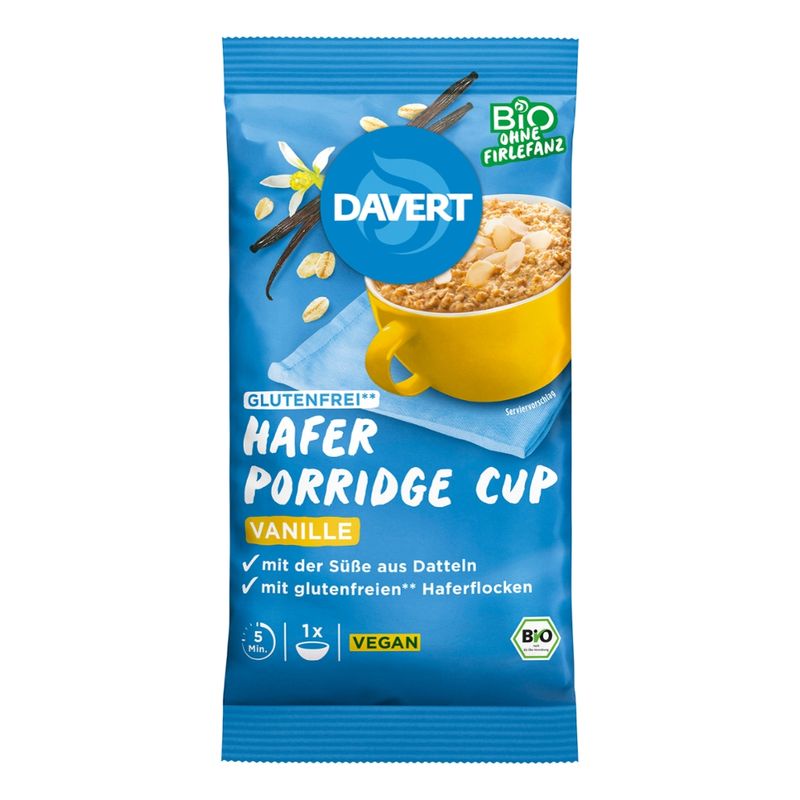 Davert Porridge-Cup Vanille Glutenfrei 65g - Produktbild