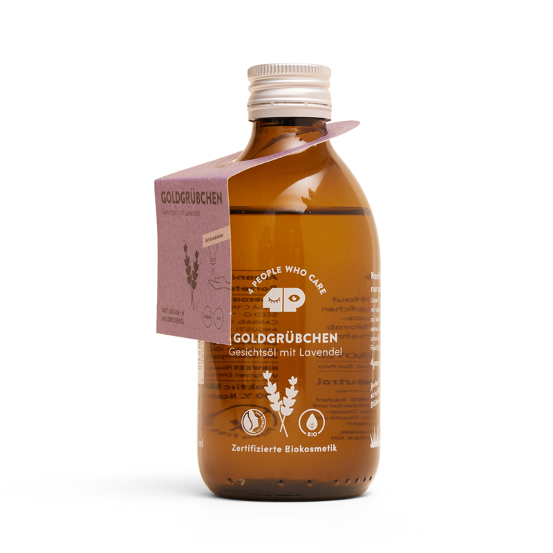 4peoplewhocare Goldgrübchen 250ml - Gesichtsöl mit Lavendel - plastikfrei verpackt! - Produktbild