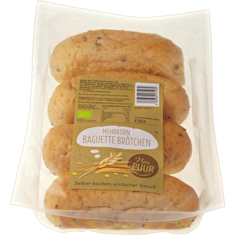 Nur Puur Mehrkorn Baguette Brötchen, 4 Stück - Produktbild