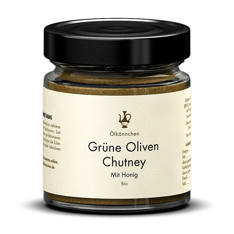 Ölkännchen Ölkännchen Chutney Grüne Oliven mit Honig und Orangensaft, GR 180g-Glas - Produktbild