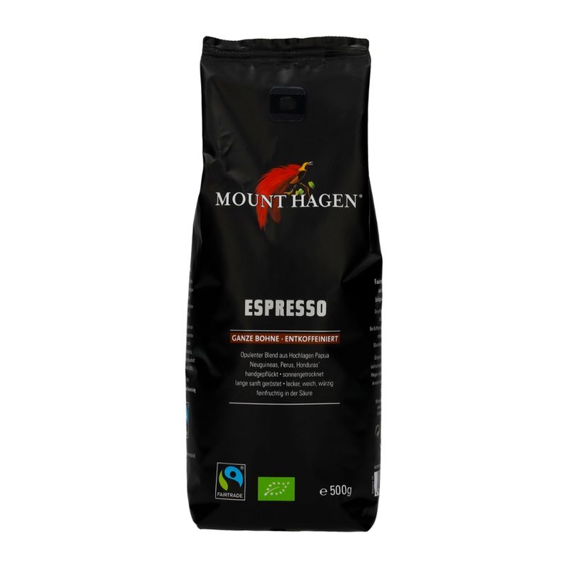 Mount Hagen MH FT Bio Espresso ganze Bohne, entkoffeiniert 500g - Produktbild