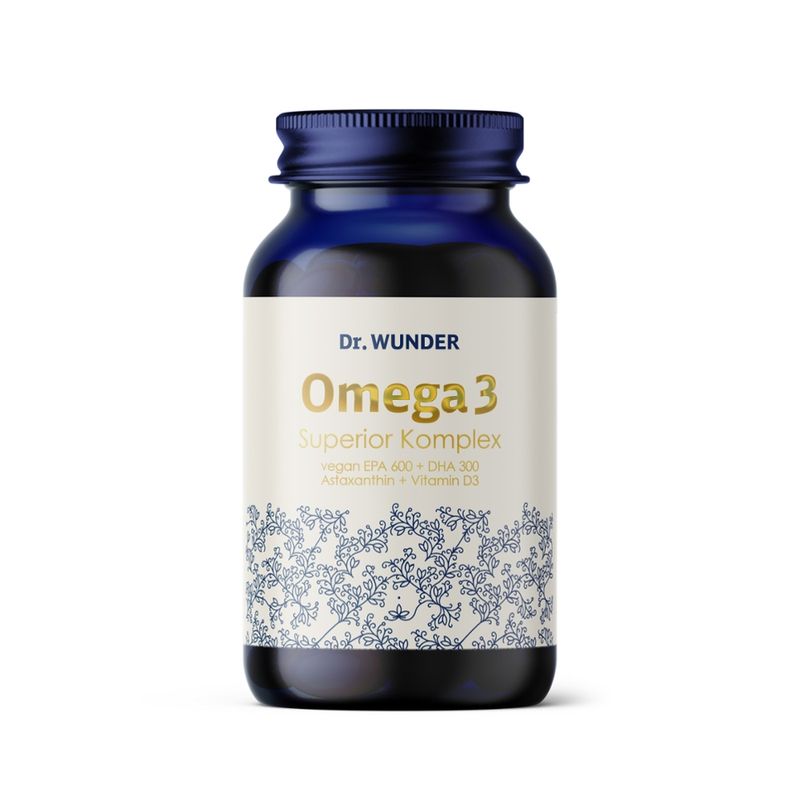 Dr. Wunder Dr. Wunder Omega 3 Superior-Komplex  vegan EPA 600 + DHA 300 + Astaxanthin + Vitamin D3 - Produktbild