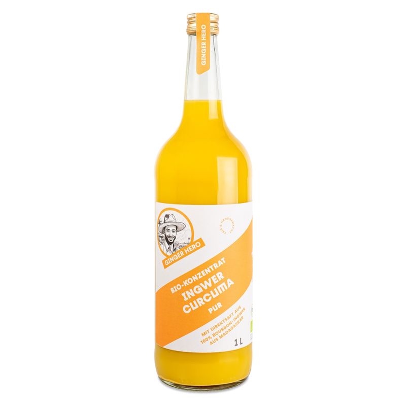 GINGER HERO Bio-Premium-Mixer Ingwer Kurkuma pur 1l, OHNE ZUCKER, Bourbon-Ingwer aus Madagaskar - Produktbild