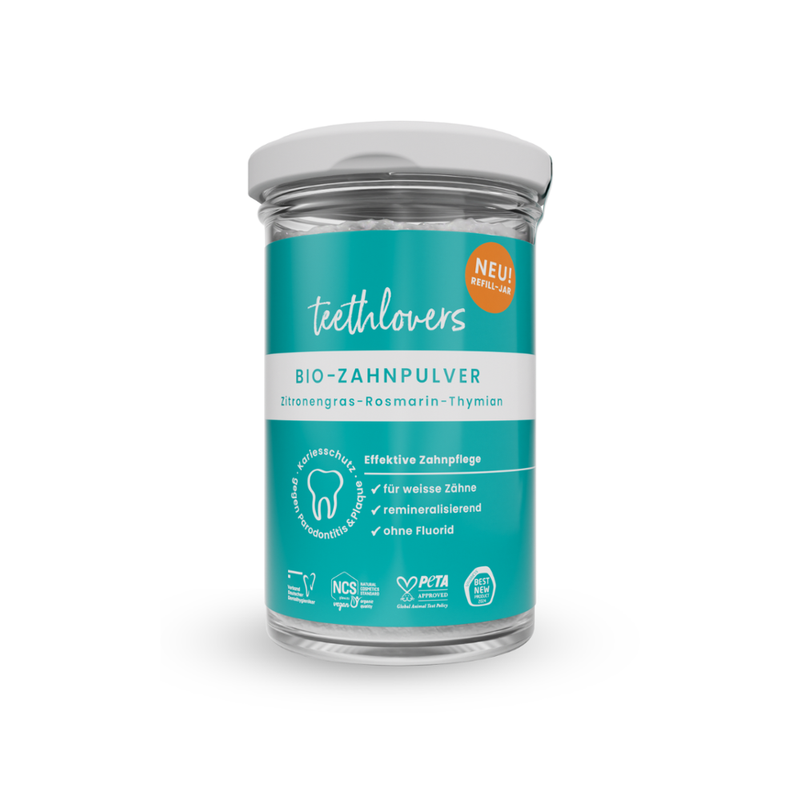 teethlovers Vorratsglas Zitronengras-Rosmarin-Thymian Zahnpulver, 135g - Produktbild