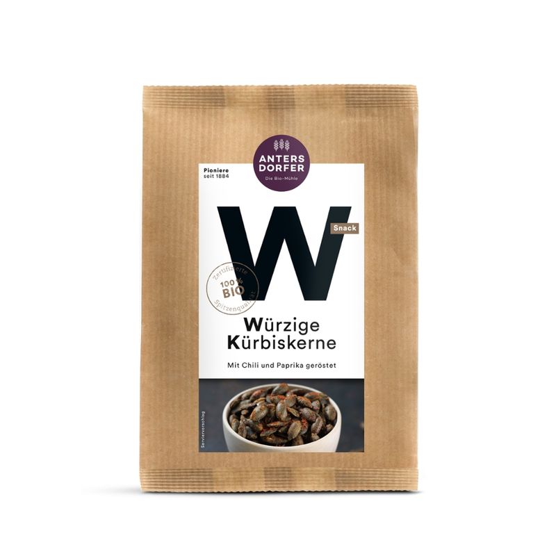 Antersdorfer - Die Bio-Mühle Bio Würzige Kürbiskerne (mit Chili und Paprika geröstet) - Produktbild