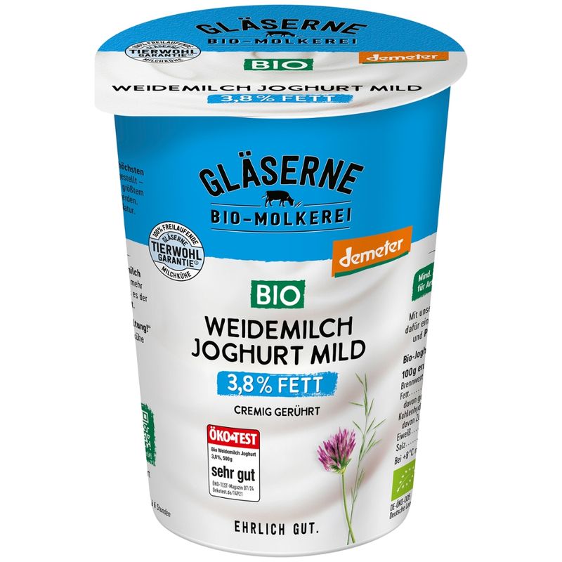 Gläserne Molkerei GM Bio Weidemilchjoghurt 3,8% Fett 500g - Produktbild