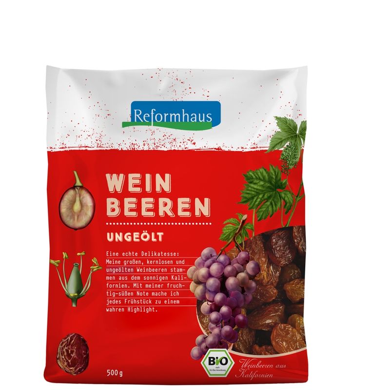 Reformhaus Weinbeeren, blau, ungeölt, bio, USA - Produktbild