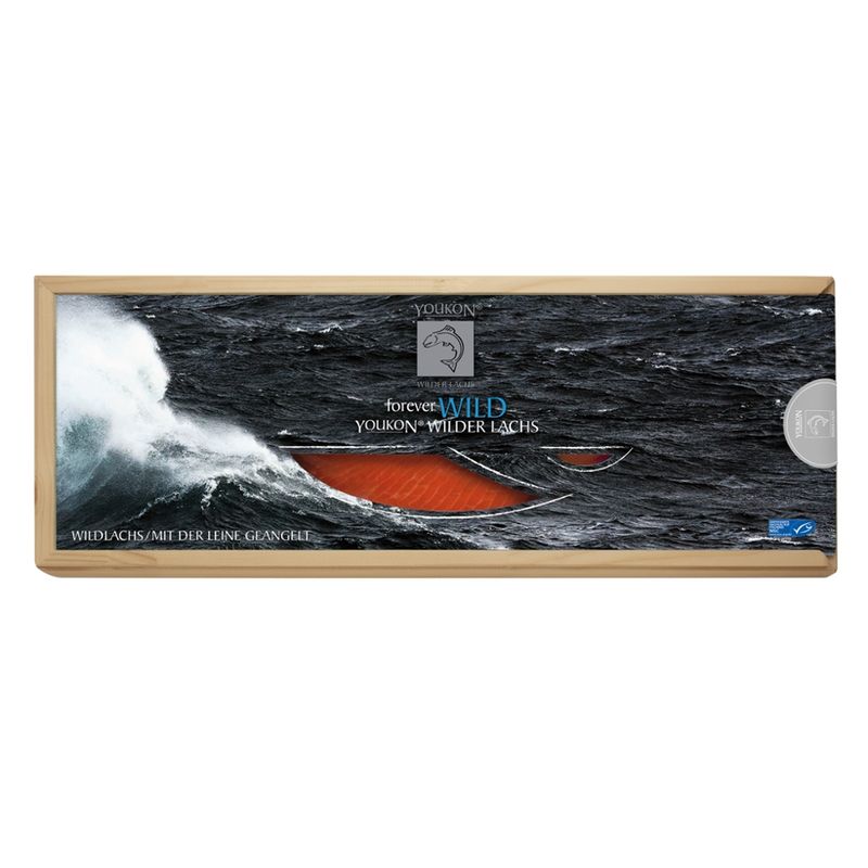 Youkon Wilder Lachs  Youkon Wildlachs Red Salmon (Oncorhynchus nerka) 730 g NHV (Naturholzverpackung), kalt geräuchert und mit der Angel gefangen, MSC zertifiziert - Produktbild