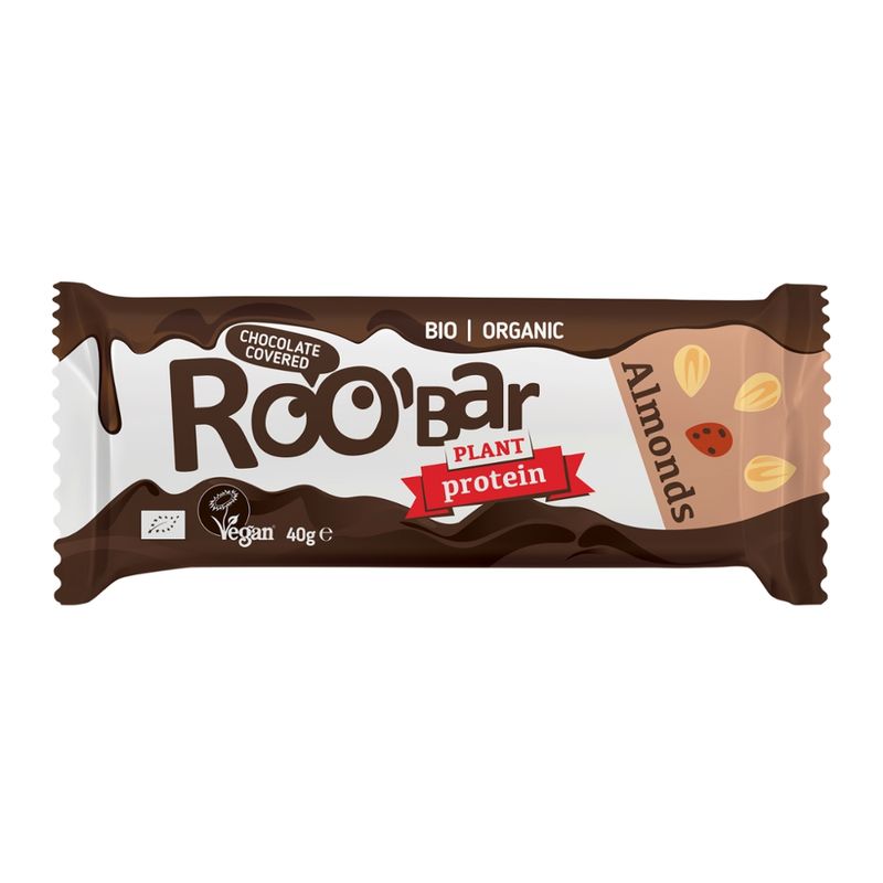 Roobar Roobar Protein Mandel mit Schokoladenüberzug, 40g, glutenfrei - Produktbild