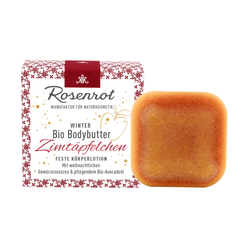 Rosenrot Naturkosmetik Bio Bodybutter Zimtäpfelchen - 70g - Unsere in liebevoller Handarbeit gefertigte Zimtäpfelchen - Bodybutter verzaubert mit himmlischem Duft. - Produktbild