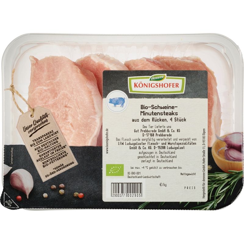 Königshofer Schweine-Minutensteaks aus dem Rücken Nord, 4 Stück - Produktbild