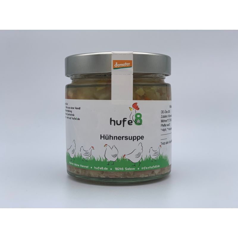 hufe8 Bio Demeter Hühnersuppe, Glas, 380ml - Produktbild