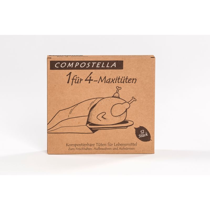 Compostella Kompostierbare Naturpapiertüten zum Erhitzen von Snacks und zum Einfrieren trockener Speisen - Produktbild