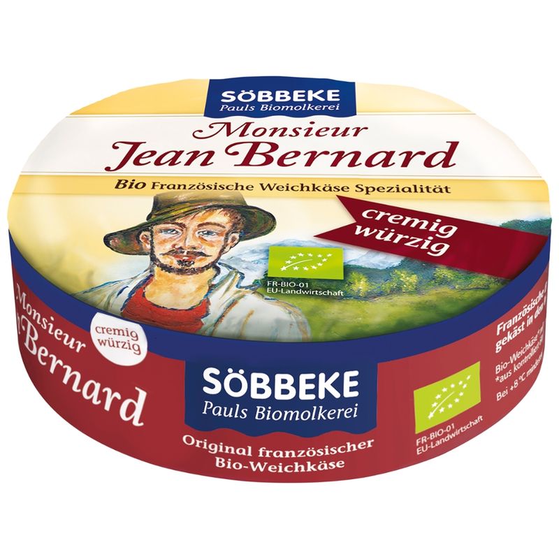 Söbbeke Bio Weichkäse Monsieur Jean Bernard würzig 60 % Fett i. Tr. - Produktbild