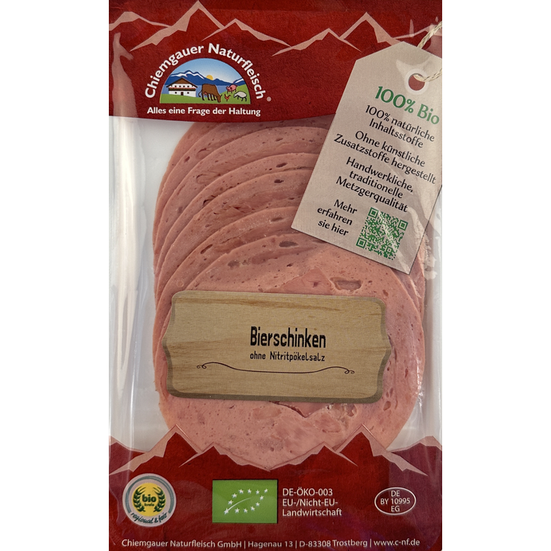 Chiemgauer Naturfleisch Bio-Bierschinken, geschn., 70g, SB, kbA - Produktbild