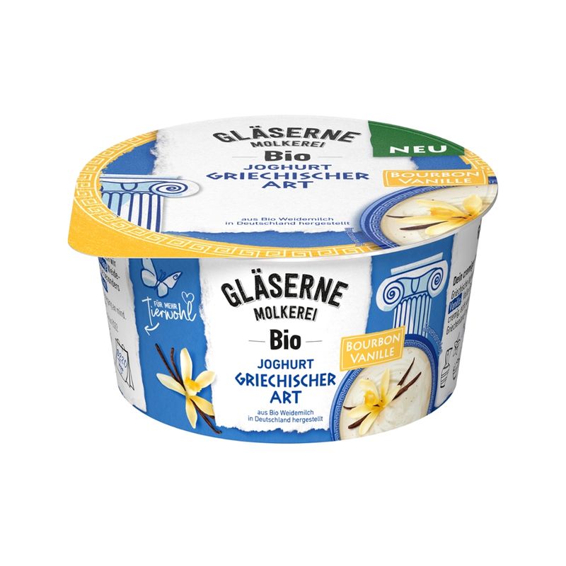 Gläserne Molkerei GM Bio Joghurt griechischer Art Vanille 150g - Produktbild