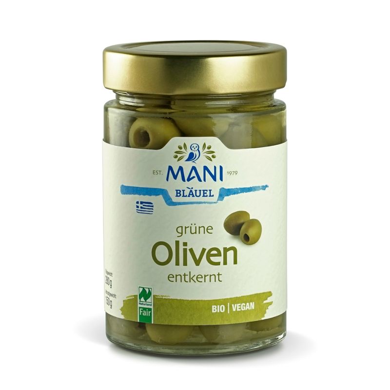 MANI® MANI Grüne Oliven in Lake, entkernt, bio, NL Fair - Produktbild