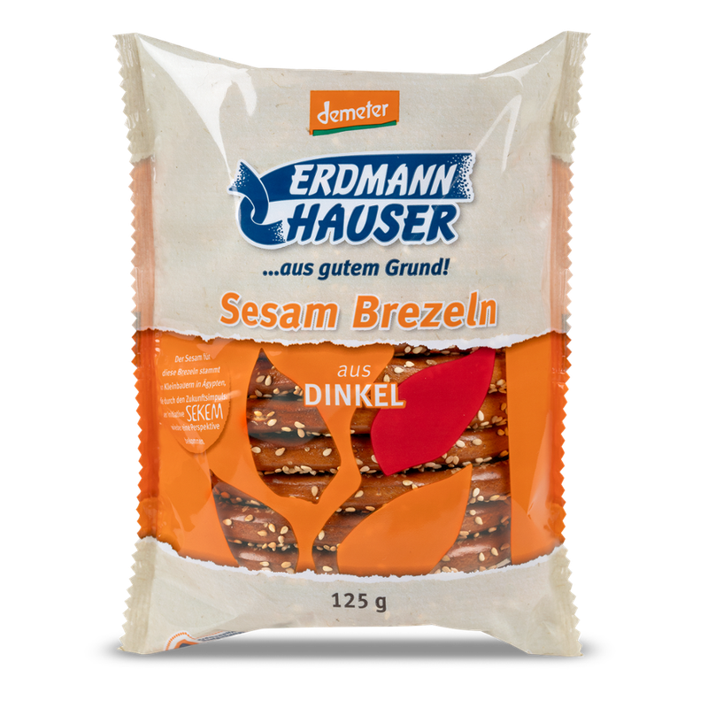 ErdmannHAUSER Getreideprodukte ErdmannHAUSER demeter Sesam Brezel aus Dinkel - Produktbild
