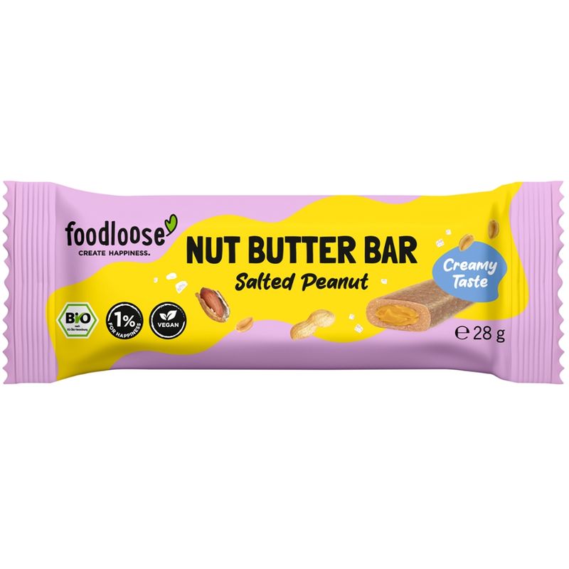 foodloose Bio-Nut Butter Bar Salted Peanut von foodloose, vegan, glutenfrei, laktosefrei - Produktbild