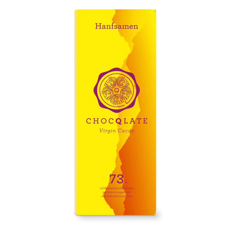 ChocQlate Virgin Cacao Schokolade Hanfsamen, 73% Kakao, 75g - Produktbild