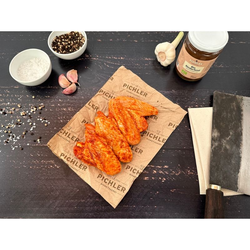 Biometzgerei Pichler Bio-Hähnchenflügel gewürzt, ca. 500g, SB, kbA - Produktbild