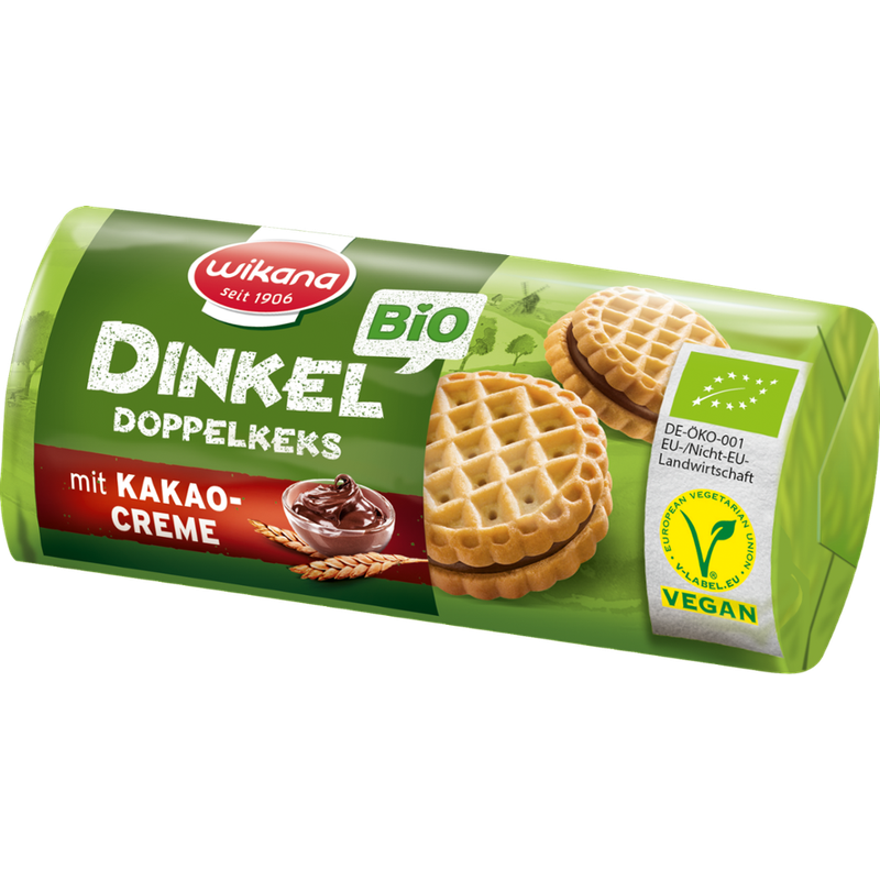 Wikana Bio Dinkel Doppelkeks mit Kakaocreme 90 g - Produktbild