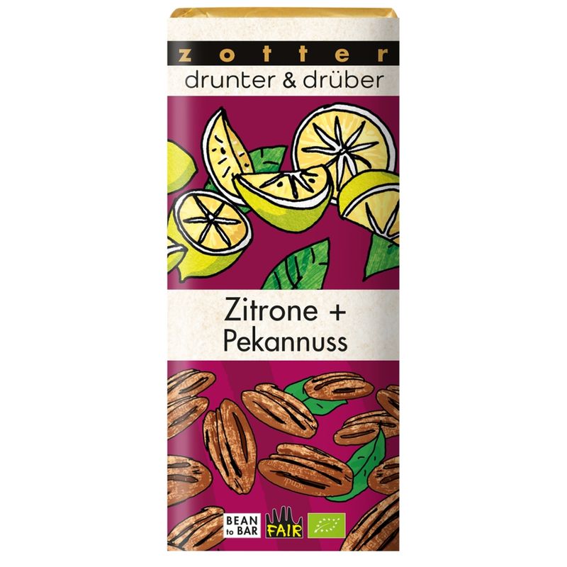 Zotter Schokolade drunter & drüber Zitrone & Pekannuss - Produktbild