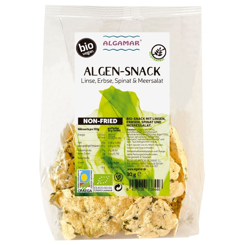 Algamar Algen-Snack (Linse, Erbse, Spinat & Meersalat) - Produktbild