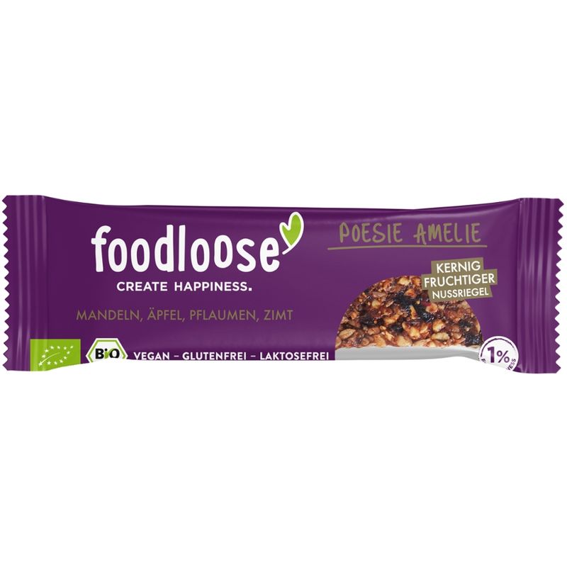 foodloose Bio-Nussriegel Poesie Amelie, vegan, glutenfrei, laktosefrei - Produktbild