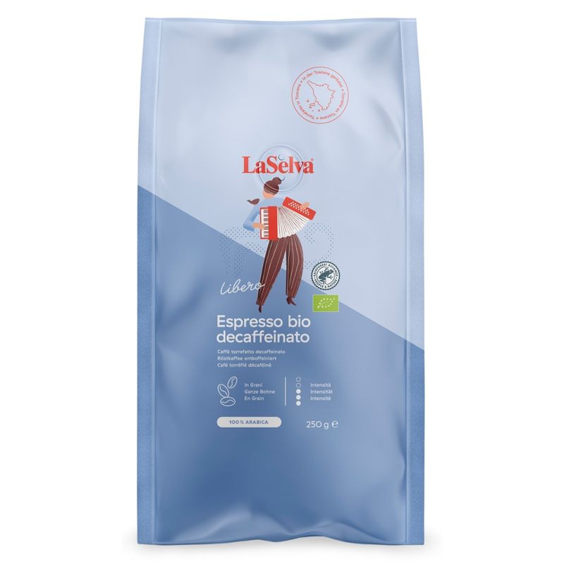 LaSelva Espresso "Libero" - Röstkaffee ganze Bohne, entkoffeiniert - Produktbild