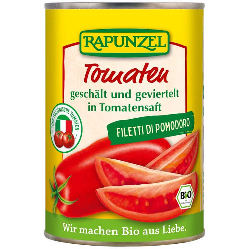 Rapunzel Tomaten geschält und geviertelt in der Dose - Produktbild