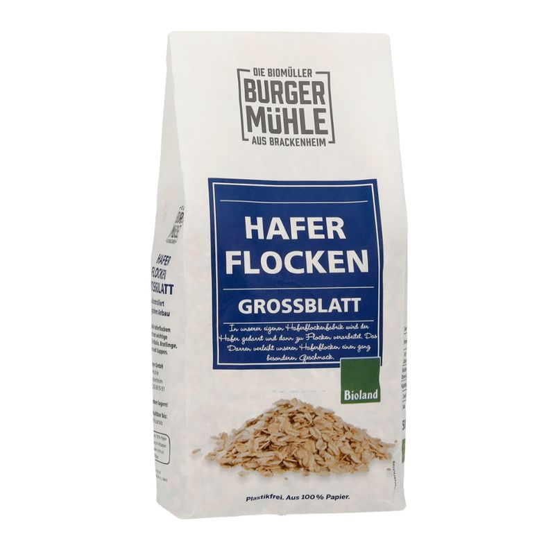 Burgermühle Haferflocken Großblatt, bioland - Produktbild