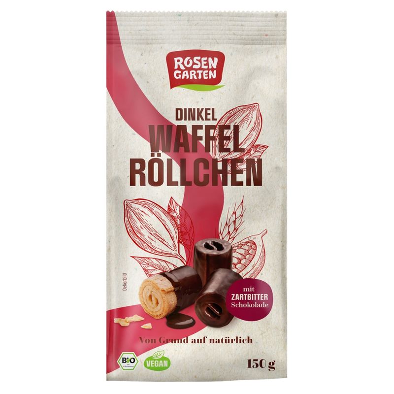 Rosengarten Dinkel-Waffelröllchen Zartbitter - Produktbild