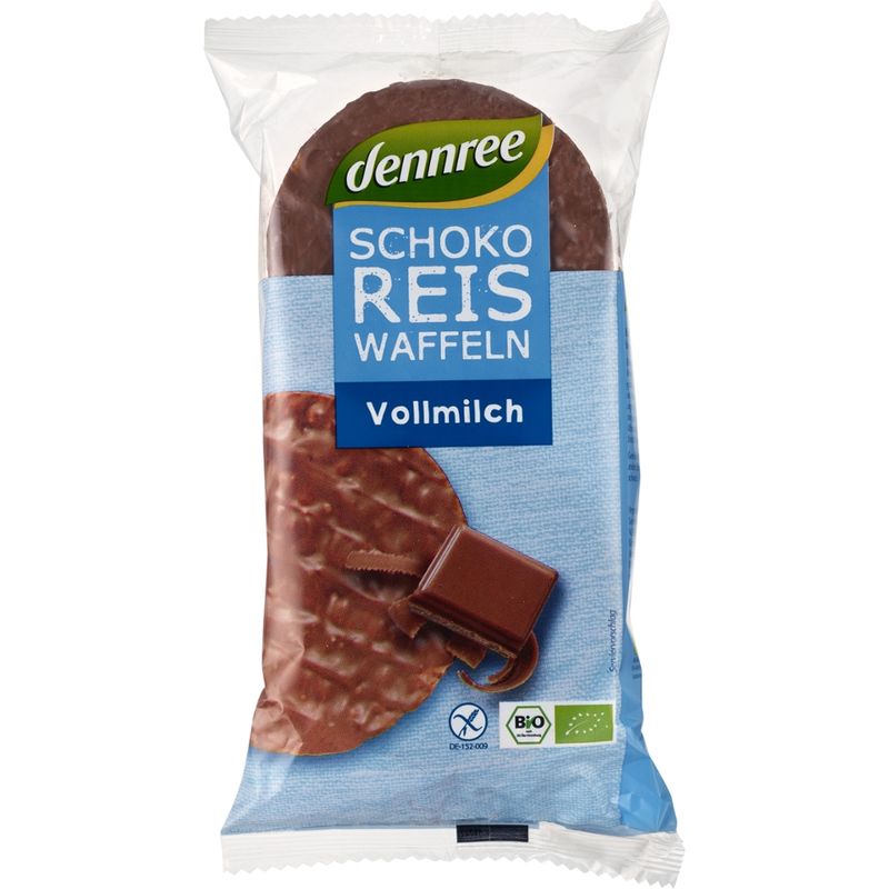 dennree Schoko-Reiswaffeln mit Vollmilchschokolade - Produktbild