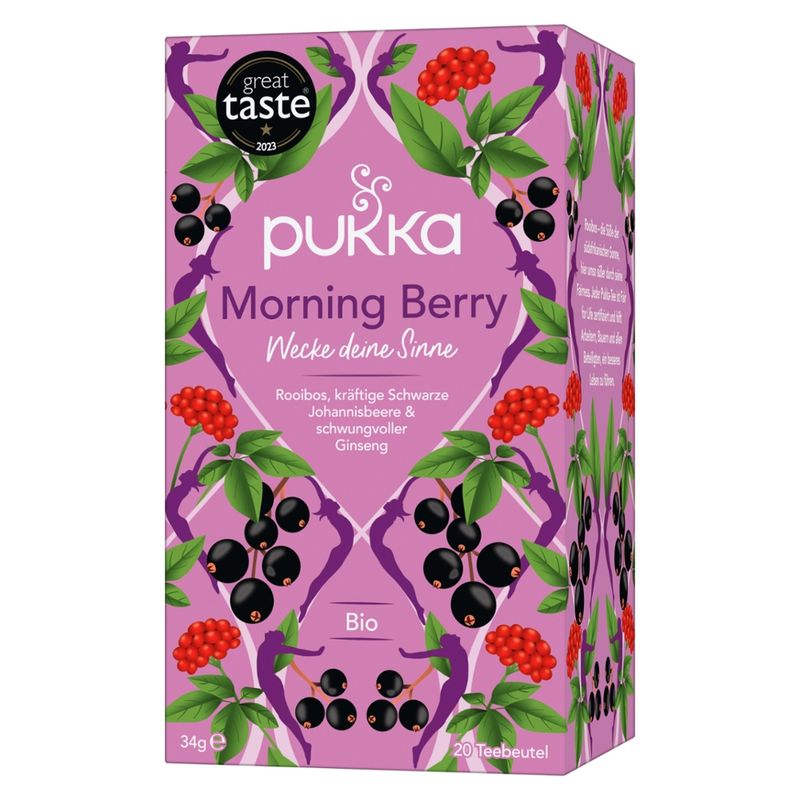 Pukka Pukka Bio-Kräutertee Morning Berry, mit  schwarzer Johannesbeere , 20 Teebeutel - Produktbild