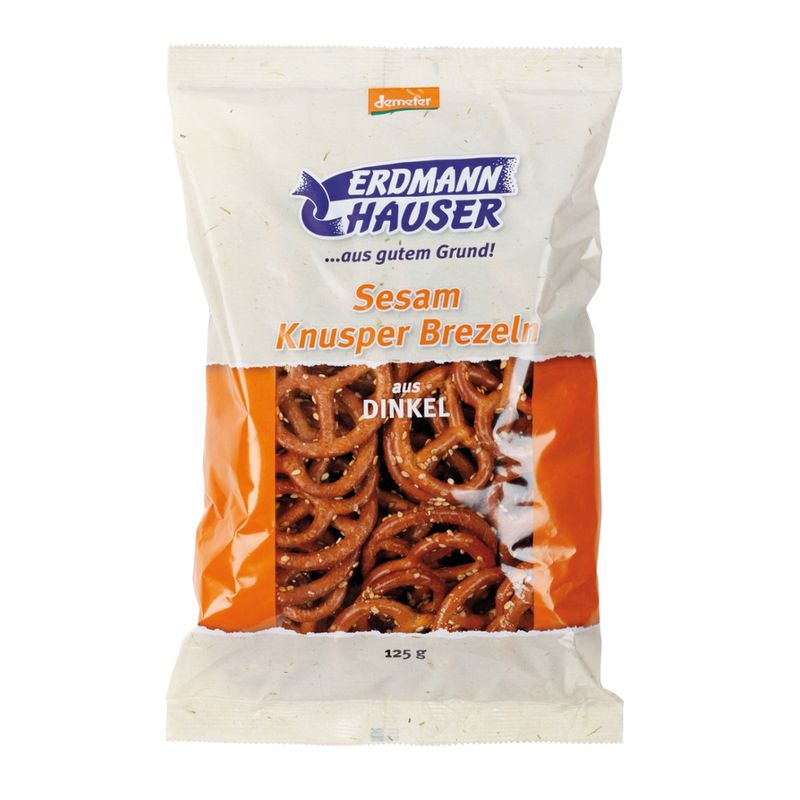 ErdmannHAUSER Getreideprodukte ErdmannHAUSER demeter Sesam Knusper Brezeln aus Dinkel - Produktbild