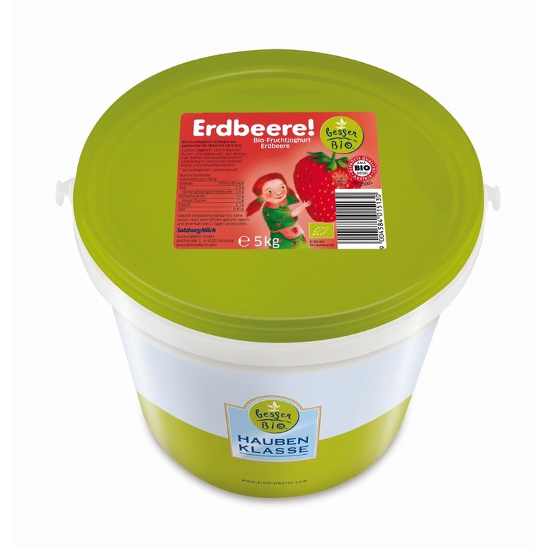 besser Bio. besser Bio. Bio-Fruchtjoghurt Erdbeere aus pasteurisierter Milch, 3,6% Fett, 5kg Haubenklasse - Produktbild