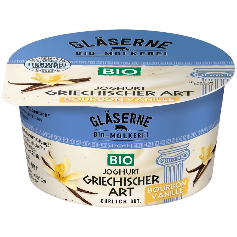 Gläserne Molkerei GM Bio Joghurt griechischer Art Vanille 150g - Produktbild