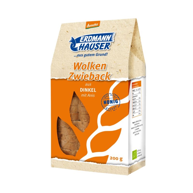 ErdmannHAUSER Getreideprodukte ErdmannHAUSER demeter Wolkenzwieback aus Dinkel mit Anis - Produktbild
