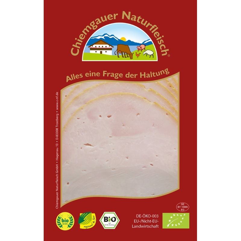 Chiemgauer Naturfleisch Chiemgauer Hinterschinken, geschnitten 70g, SB, kbA - Produktbild