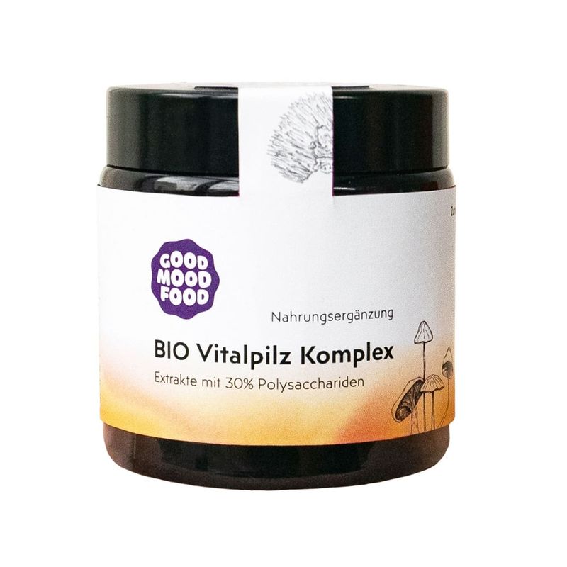 goodmoodfood BIO Vitalpilz-Extrakte in Premium-Qualität. Mit Cordyceps, Chaga, Reishi, Hericium, über 30% Pilz-Polysacchariden. - Produktbild