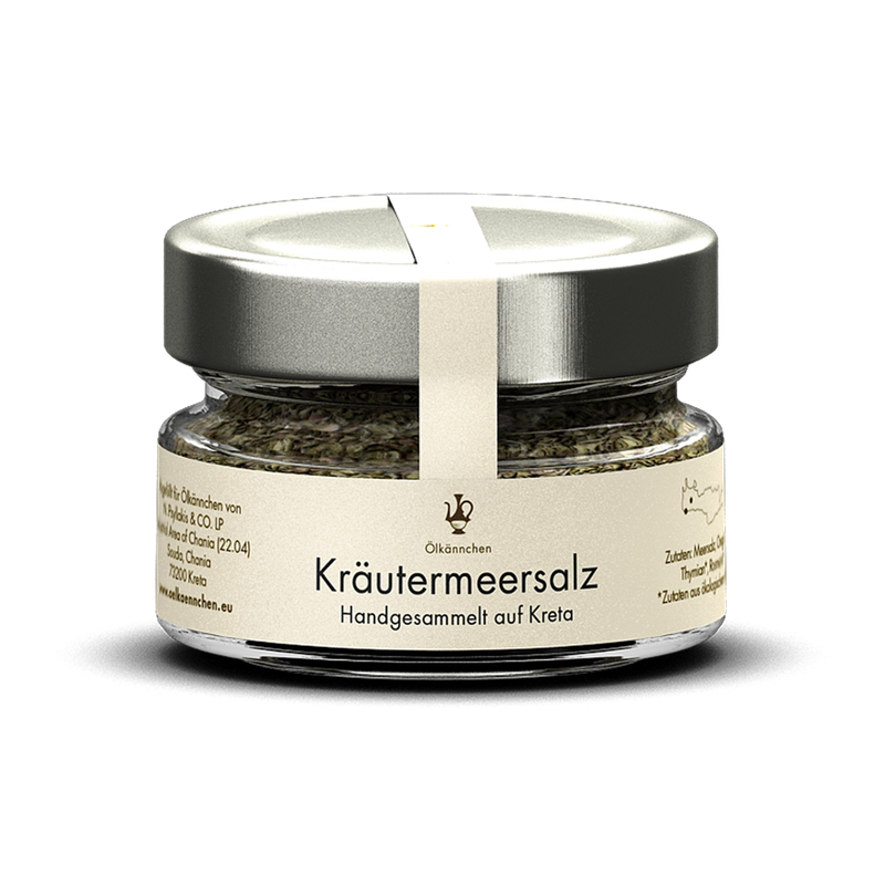 Ölkännchen Ölkännchen Kräutermeersalz mit Oregano, Thymian & Rosmarin, Kreta GR 70g im Glas - Produktbild