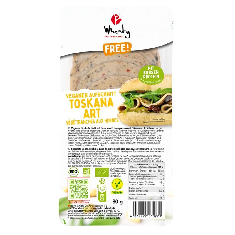 Wheaty Veganer Bio-Aufschnitt Toskana Art - Produktbild