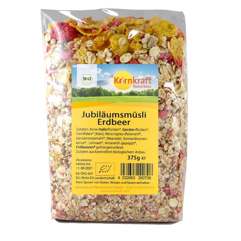 Kornkraft Jubiläumsmüsli Erdbeer 375 g - Produktbild